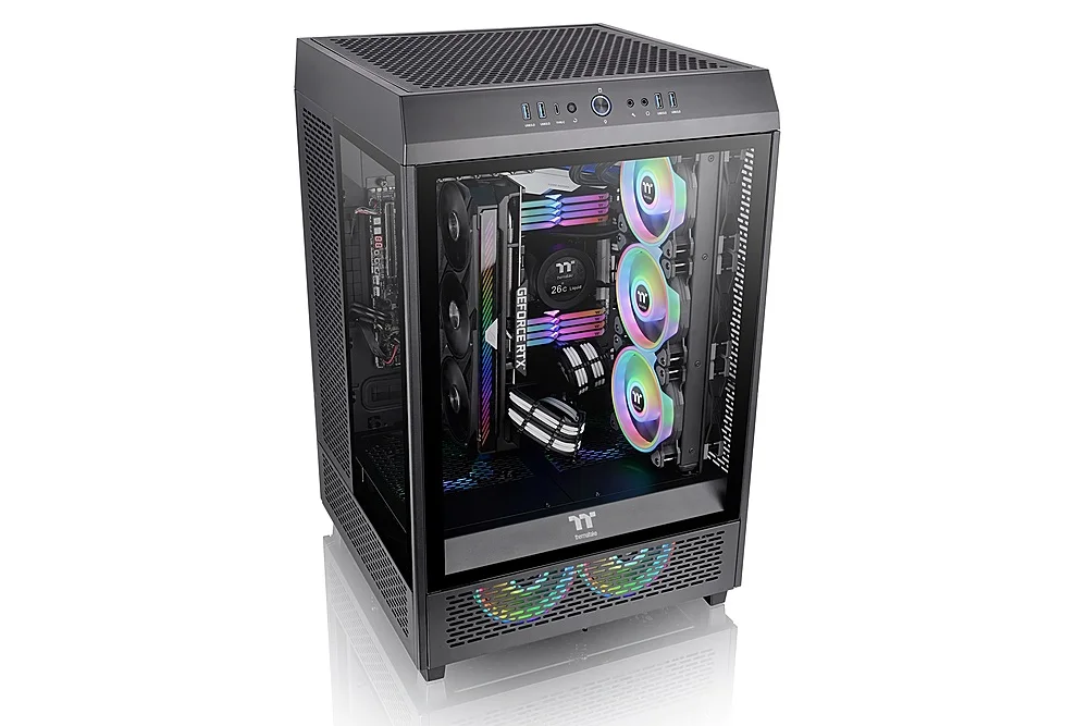 Tower 500 White Cabinet Type Chassis With Three Glass Panoramic Vision 360 Water Cooling Computer case