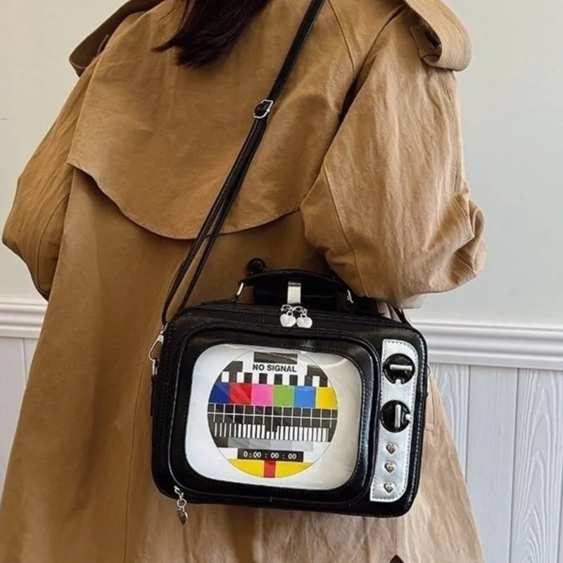 JIAERDI ريترو حقيبة يد تلفزيونية صغيرة المرأة مربع واضح أنيمي Ita حقيبة السيدات سعة كبيرة متعددة الوظائف لطيف على ظهره 2025 جديد #5