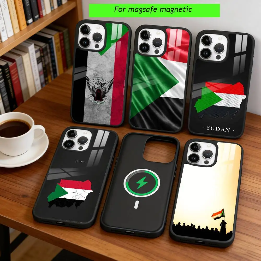 

Flag of Sudan Phone Case For iPhone17,16,15,14,13,12,11 Plus,Pro Magnetic with Magsafe Wireless Charging