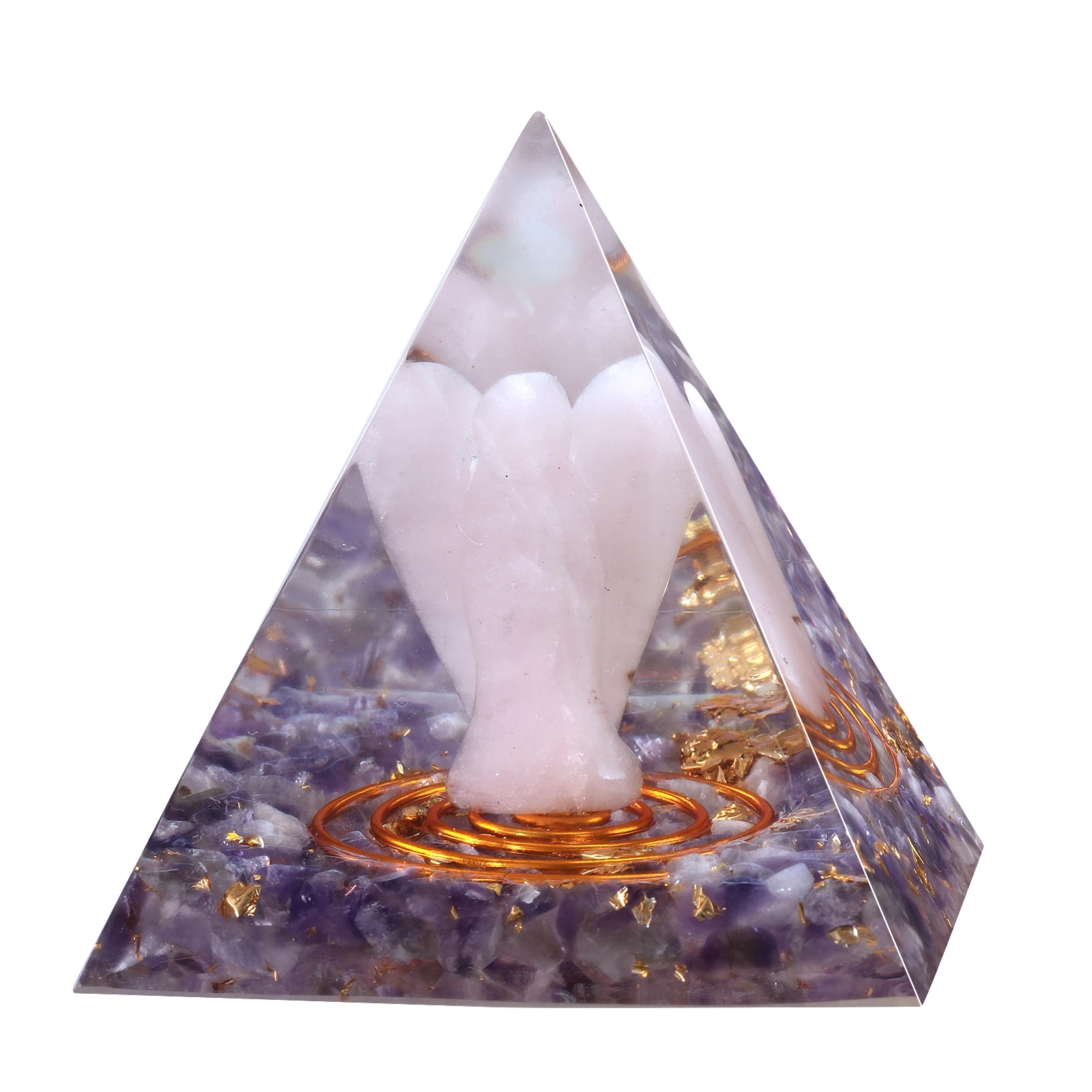 Guardian Angel Orgone Pyramid With Natural Crystal Tumbled Stones Orgonite Generator For Protection Healing Home Decor