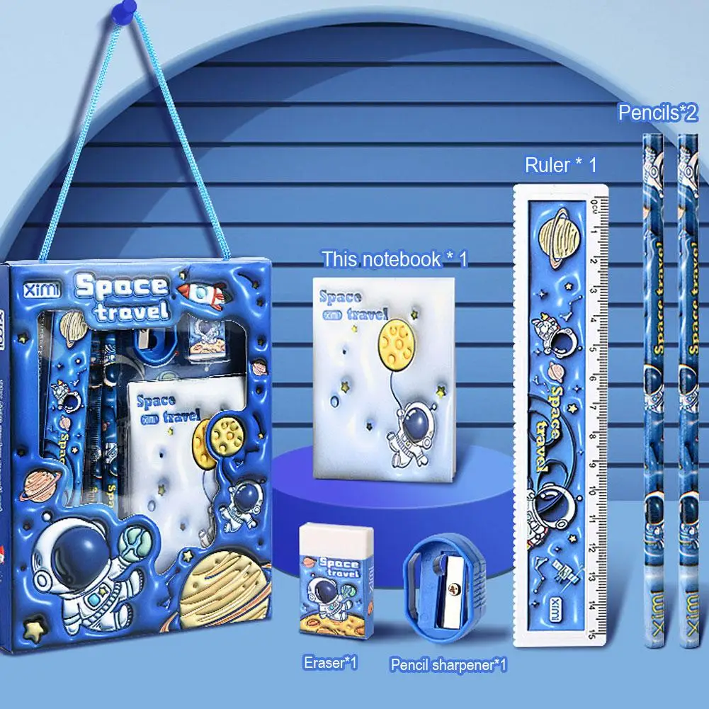 Brand-new 1pc Children's Stationery Sets Cute 6 In 1 Stationery Set Kindergarten Birthday Gift Study Pencils Stationery Set