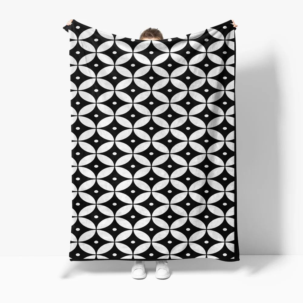 Geometric Pattern Blanket Small Throw Soft Fleece Bed Sofa Decorative Gift Cushion Cover 130x180cm