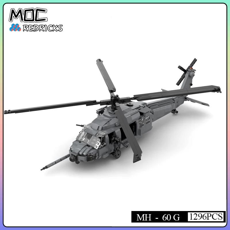 MOC Military Series MH-60G Paving Eagle Air Force Rescue Helicopters Mini Building Block Collage Set DIY Boy Toy Christmas Gifts