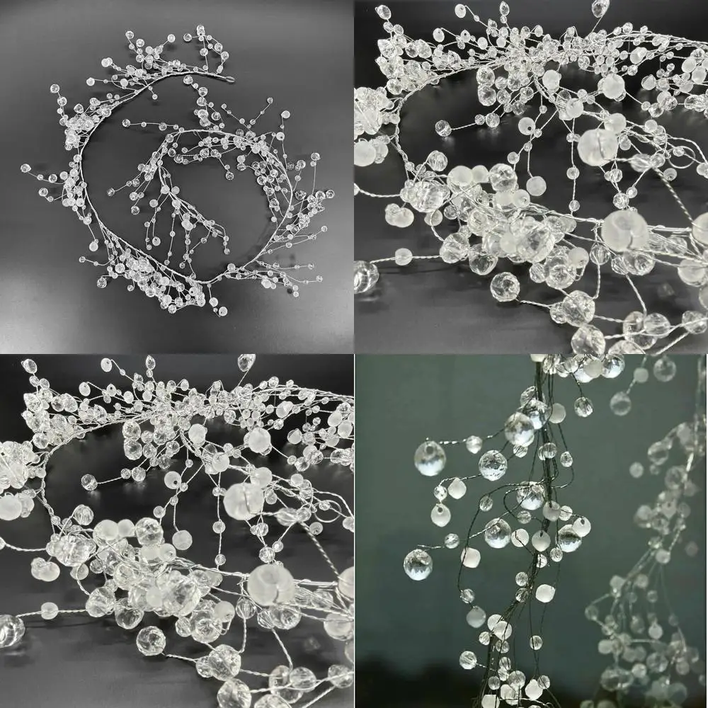 

Гирлянда из прозрачного хрусталя и бриллиантов, декоративная нить из матовых бусин с блестящими драгоценными камнями, набор из 4 шт., 48 дюймов