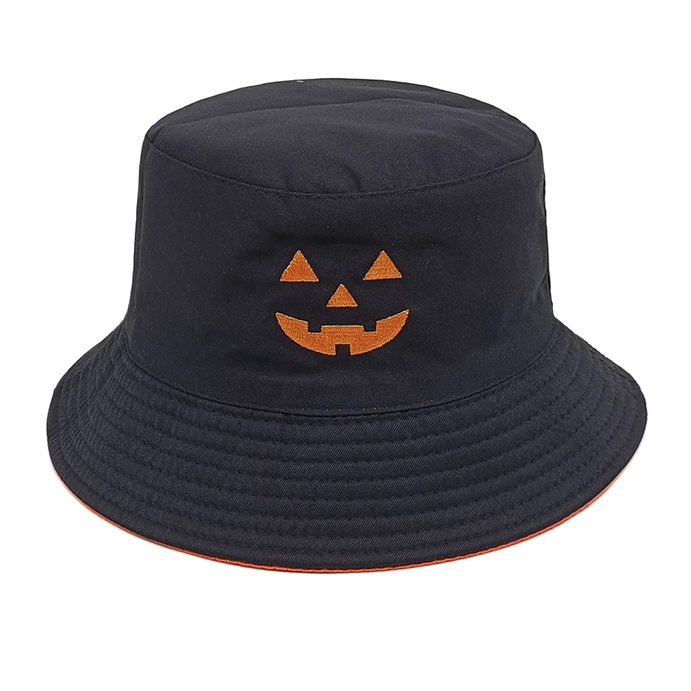 Customization Customization Halloween Accessory Orange Black Double-sided Jack O Lantern Pumpkin Bucket Hat Fisherman Holiday