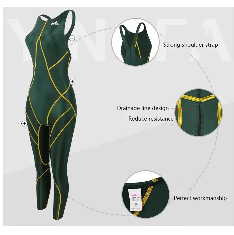 Yingfa 977 Waterproof Chlorine Resistant Women Body Suits Swimming Full Body Suit For Women Swimwear