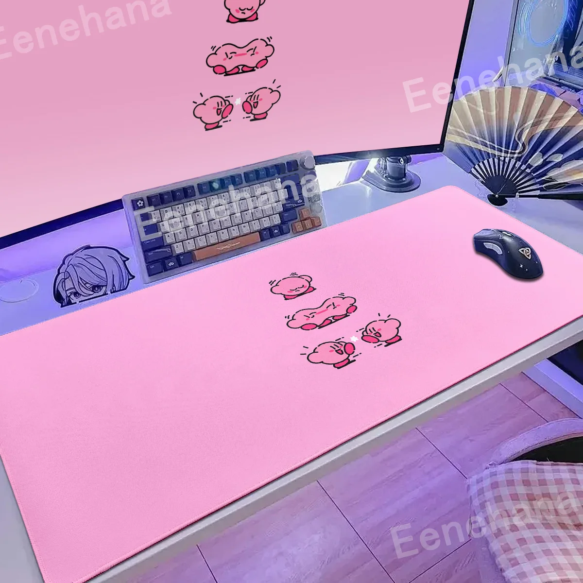 Kawaii oyun aksesuarları pembe yazma pedi için PC bilgisayar masa sevimli k-kirbys Mouse Pad özel cilt masaüstü degrade sümen