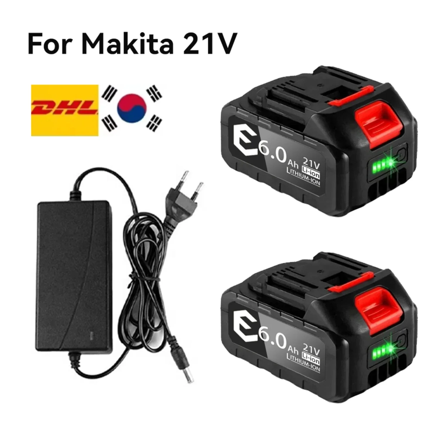 21V 6000mAh Replacement Battery for Makita Power Tools Drills 5S2P Li Ion Pack 2H Fast Charging Overheat Protection Certified
