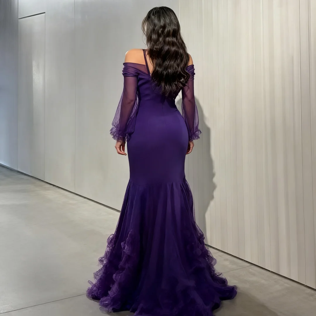 Abiti da cocktail da sera viola con taglio a coda di pesce personalizzati abiti da sera formali abiti da ballo per feste di compleanno per donne