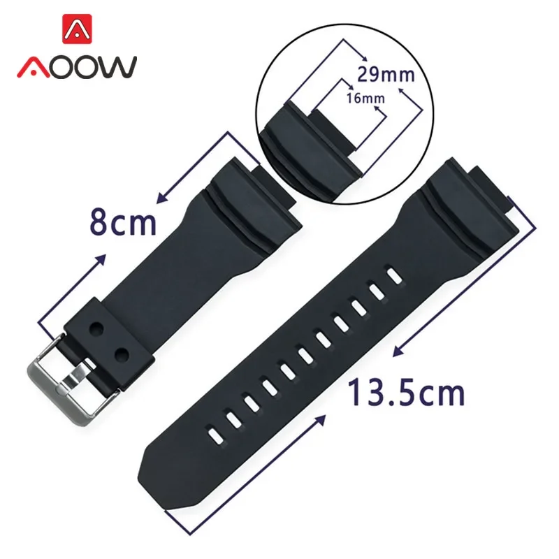 Rubber Sport Strap for Casio GA-150 GA-200 GA-201 GA-300/310 GLX-150 16mm Waterproof TPU Men Replacement Watch Band Accessories