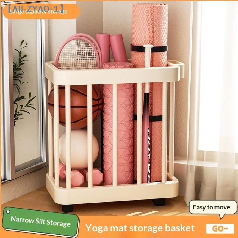 【ZYAO-1】Multi-Purpose Storage Bin Organizer With Wheels - Heavy-Duty Home Fitness Gear Storage Cart For Yoga Mats Storage Basket