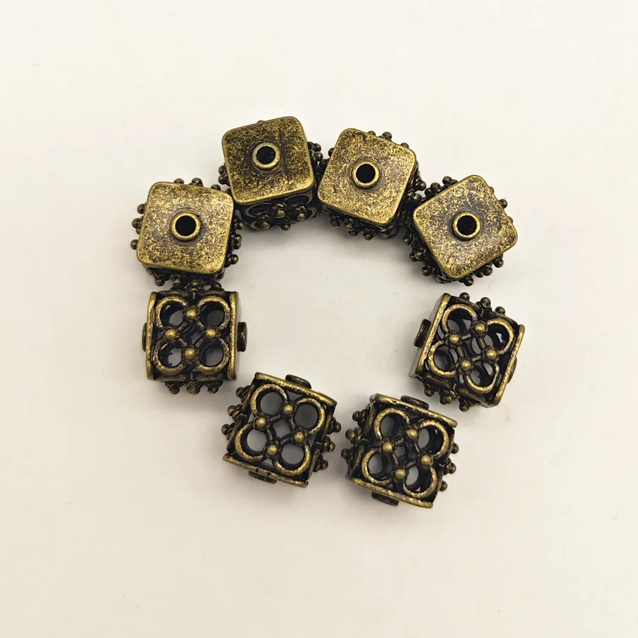 Gracetad-Cuentas huecas de bronce antiguo, accesorios de joyería de patrón Irregular, bricolaje para pulseras, decoraciones de fiesta, 2mm, 8
