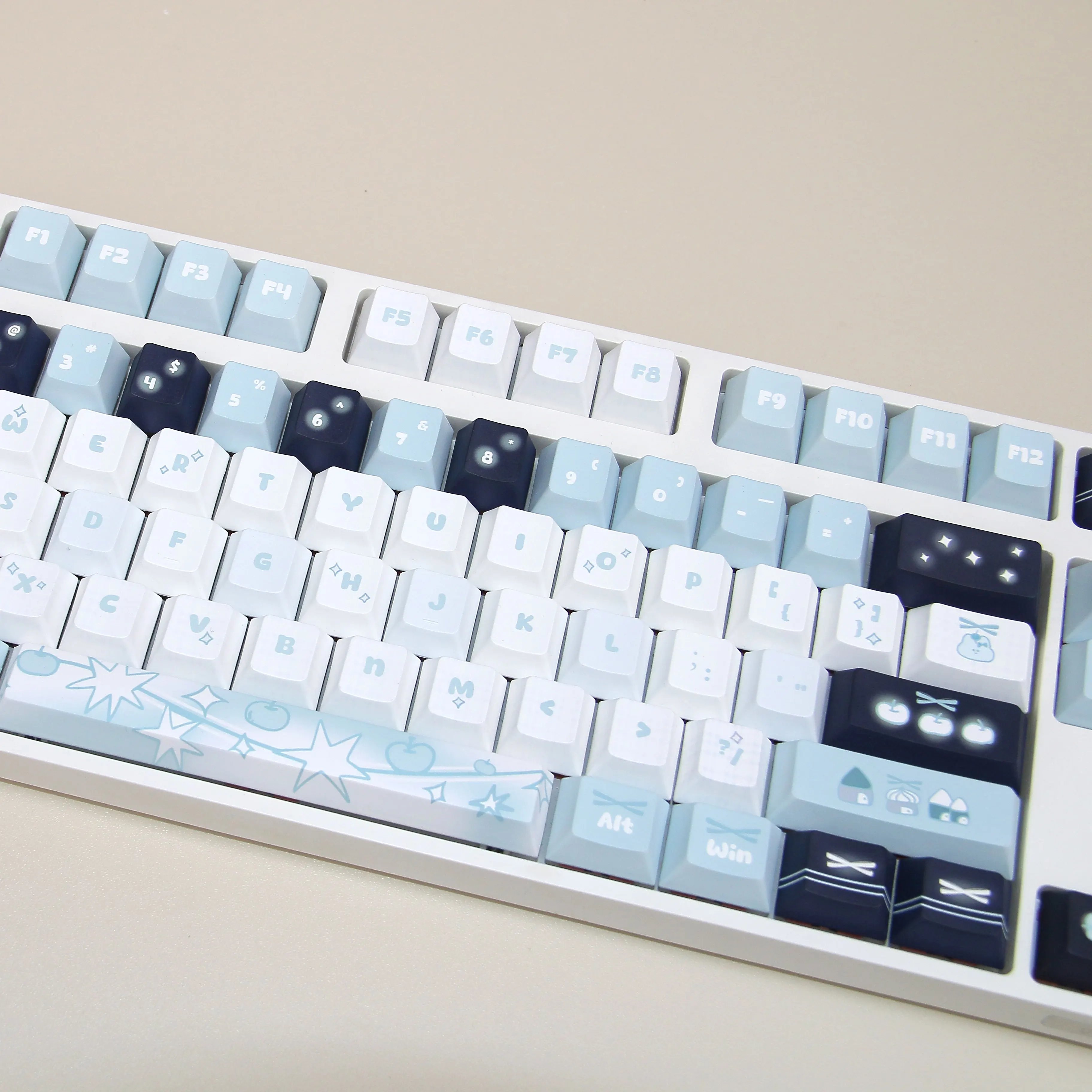 Fantasyland Theme Keycap Set Cherry/QX3 Profile Full Five-sided Sublimation PBT Keycaps Light Blue White Mechanical Keyboard Cap