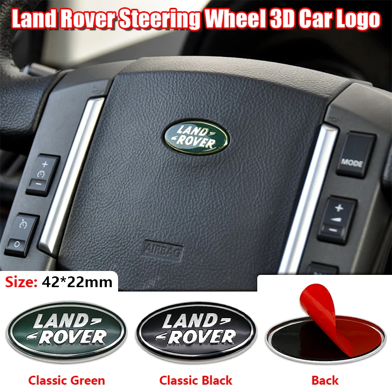 Emblema Adhesivo para la Cubierta Central del Volante de 42 mm, de ABS, para Land Rover Range Rover Evoque Velar Defender Discovery, Accesorio