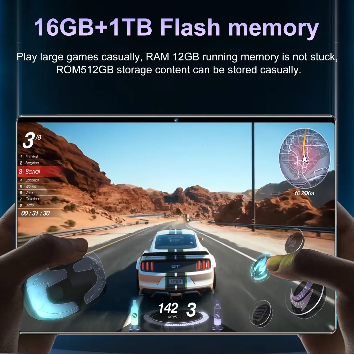 Picture 4: 5G 2025 Brand New 10.36nch Tablet Android 16GB RAM 1TB ROM Android 13.0 16MP 32MP 12000mAh 10-Core Bluetooth Network HD Screen