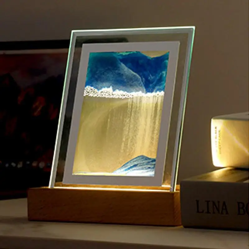 Veilleuse de peinture de sable coulant de LED, lampe de table de sablier 3D, lampe de chevet, lumière décorative de pièce de bureau, cadeau de