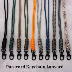 Paracord Keychain Lanyard Rotatable Buckle High Strength Parachute Cord Emergency Survival Backpack Triangle Key Ring Neck