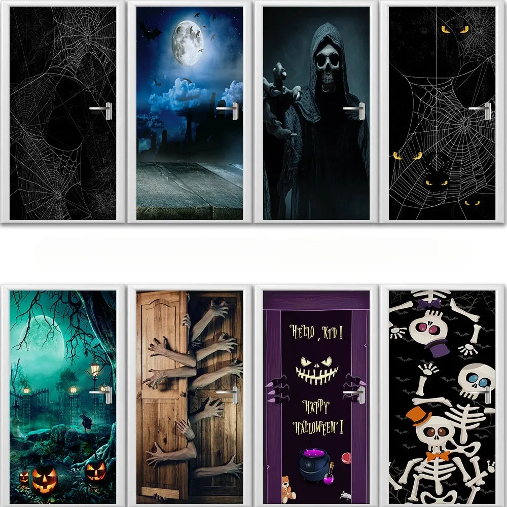 

New Halloween Horrible Ghost Series Door Sticker Self Adhesive Terror Monster Bathroom Door Decoration Wardrobe Sticker