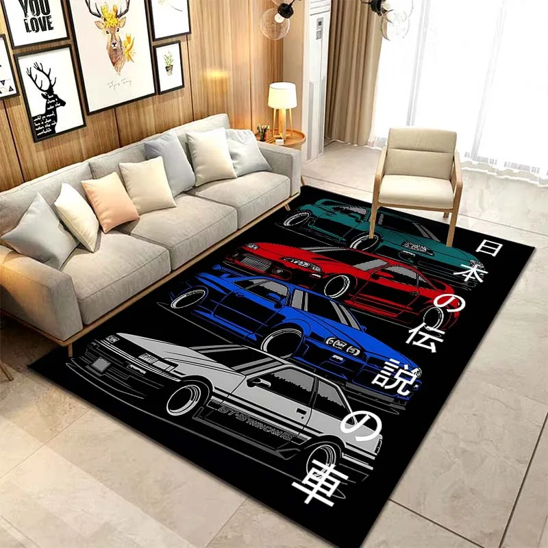 15 Sizes Japanese Car Racing Pattern Rug Carpets for Bedroom Living Room Sofa Mat Creative Door Mat Area Rug Home Decor Gift