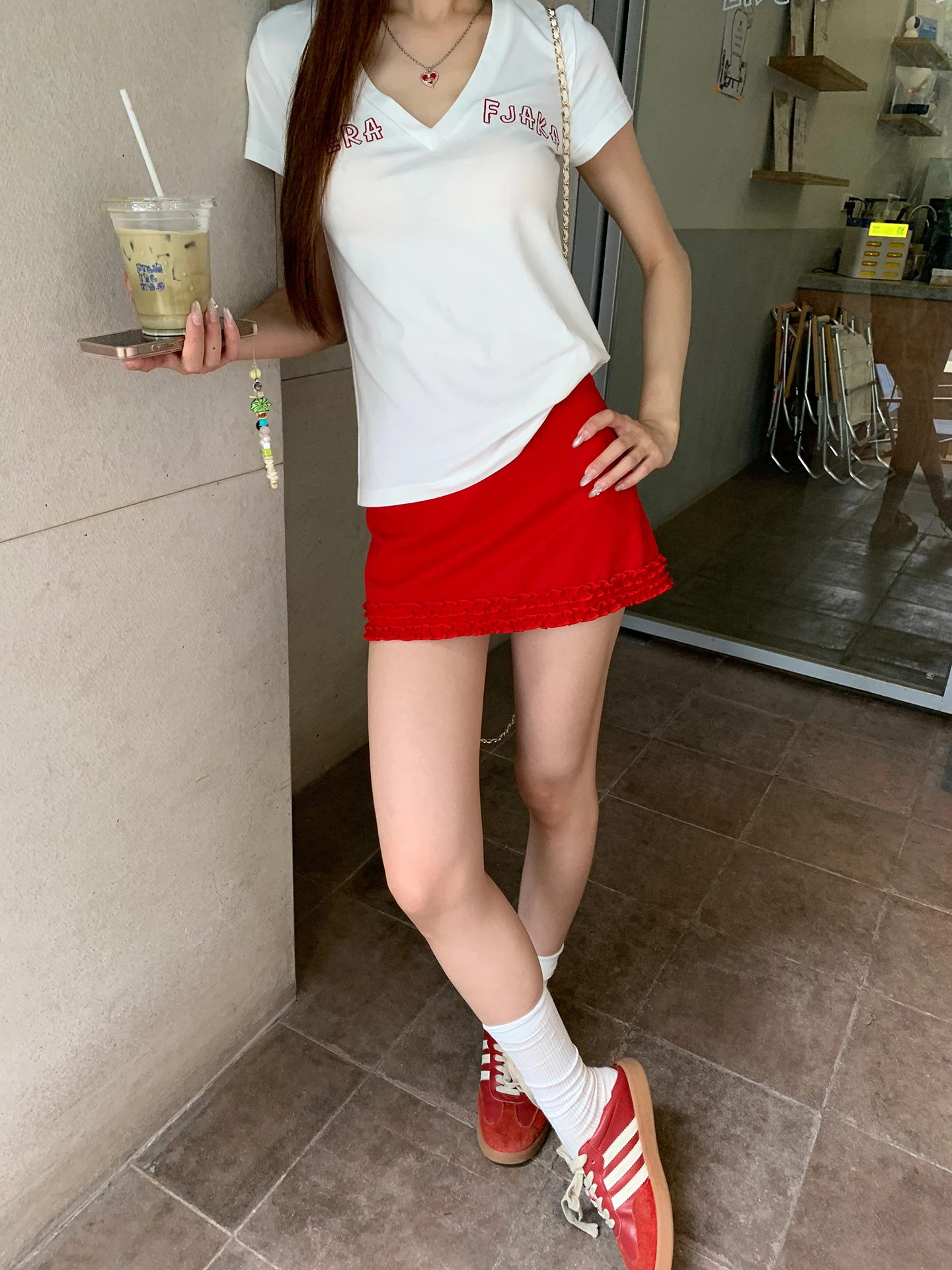 

Low Waist A-Line Skirt Women's Summer 2025 New Sle Red Bodycon Skirt Casual Commute Polyester Fiber ort Skirt