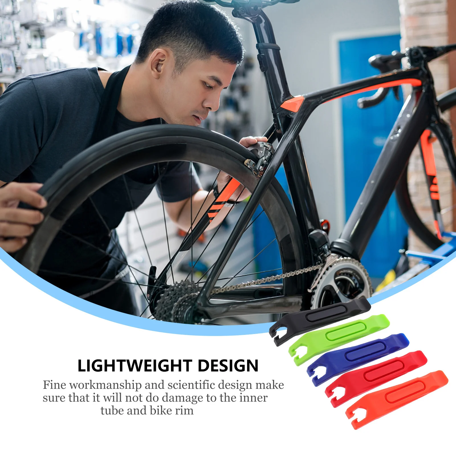 

5pcs Plastic Tire Levers Durable Bike Repair Tool For Tire Opener Inner Tube Protector Lightweight Crowbar Cycling Maintenance