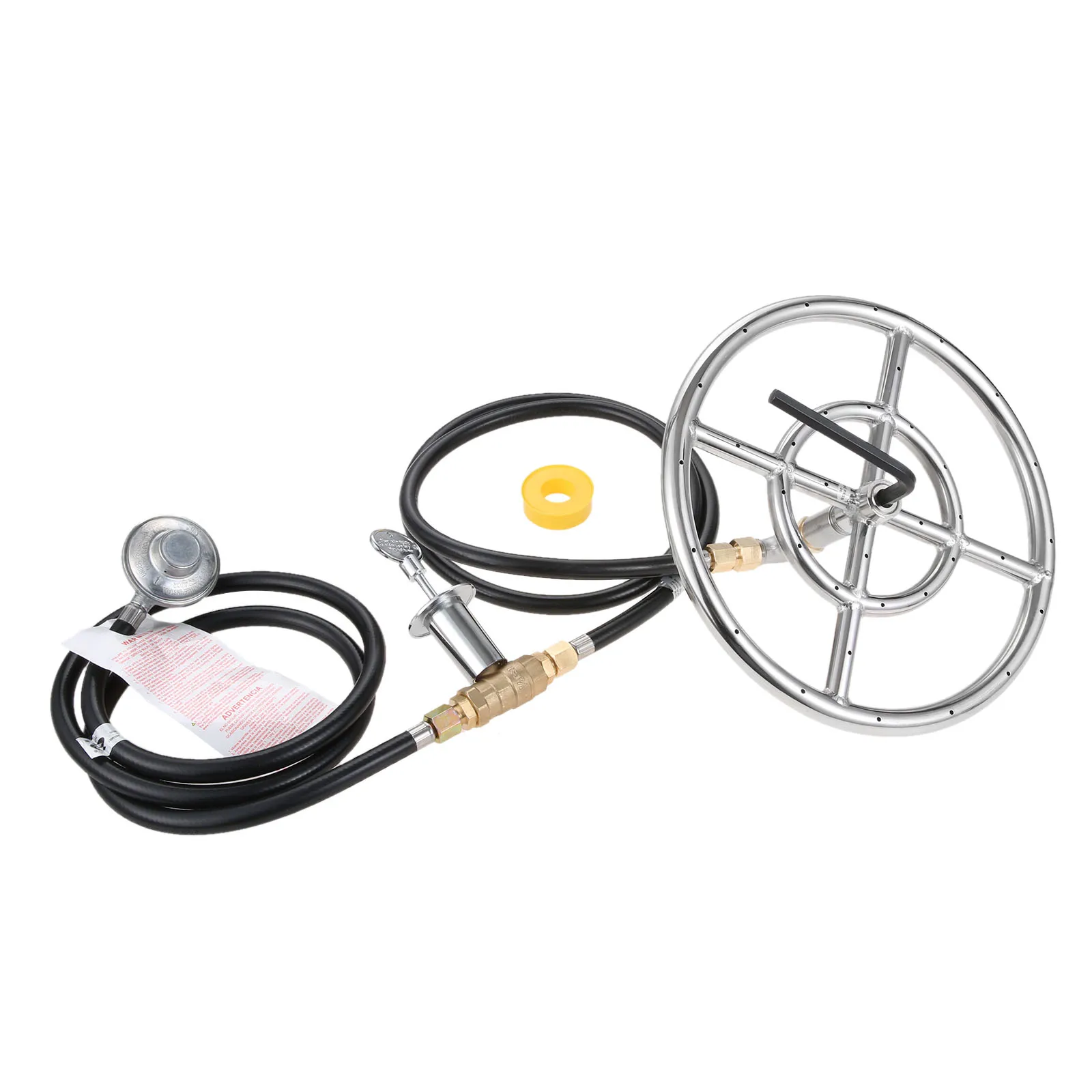 9pcs/set Propane Burner Control Sytem Regulator Brass Control Valve fits Outdoor Fire Pit Fireplace with 12\