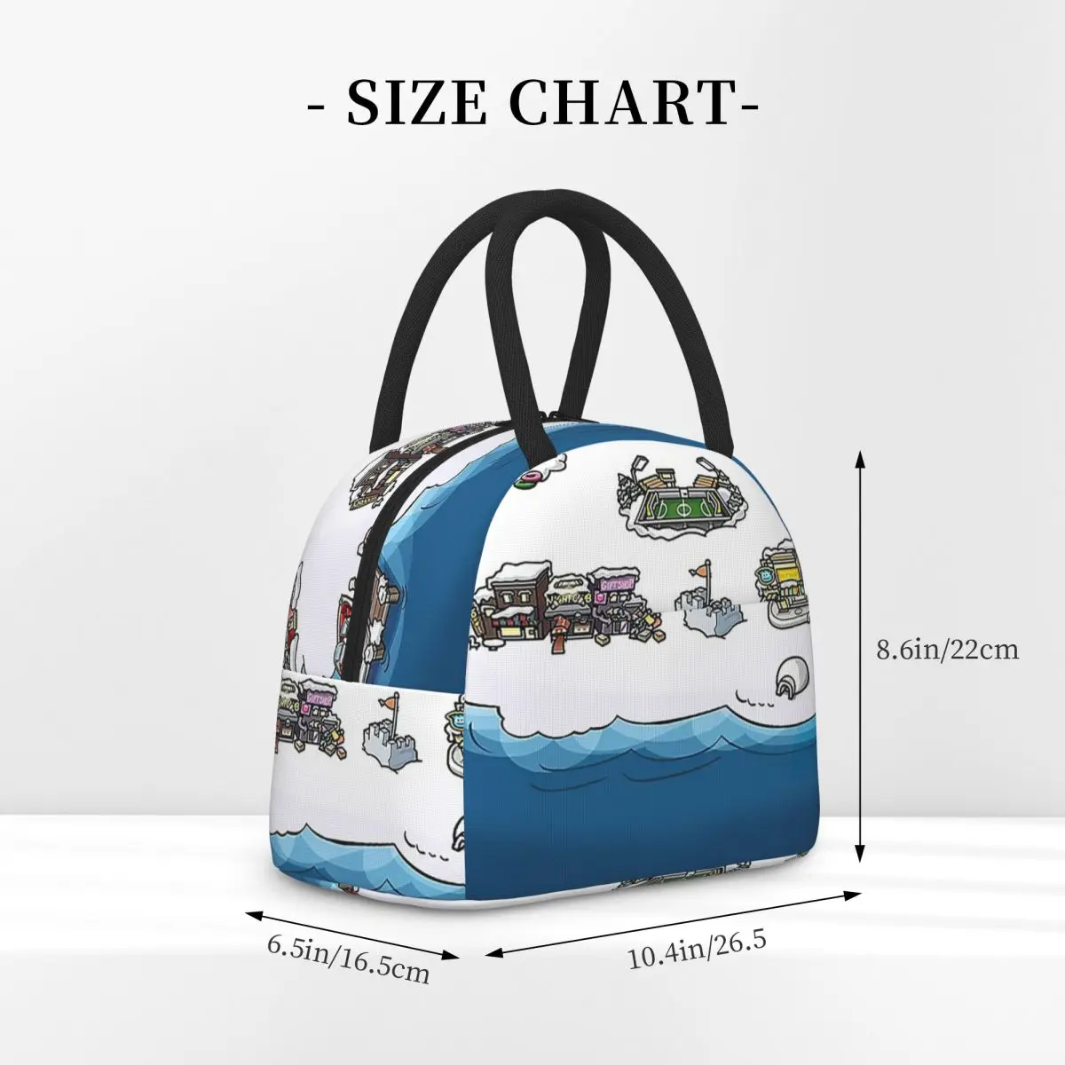 Club Penguin Map Lunch Bags Insulated Bento Box Waterproof Lunch Tote Leakproof Picnic Bags Thermal Bag for Woman Student Work