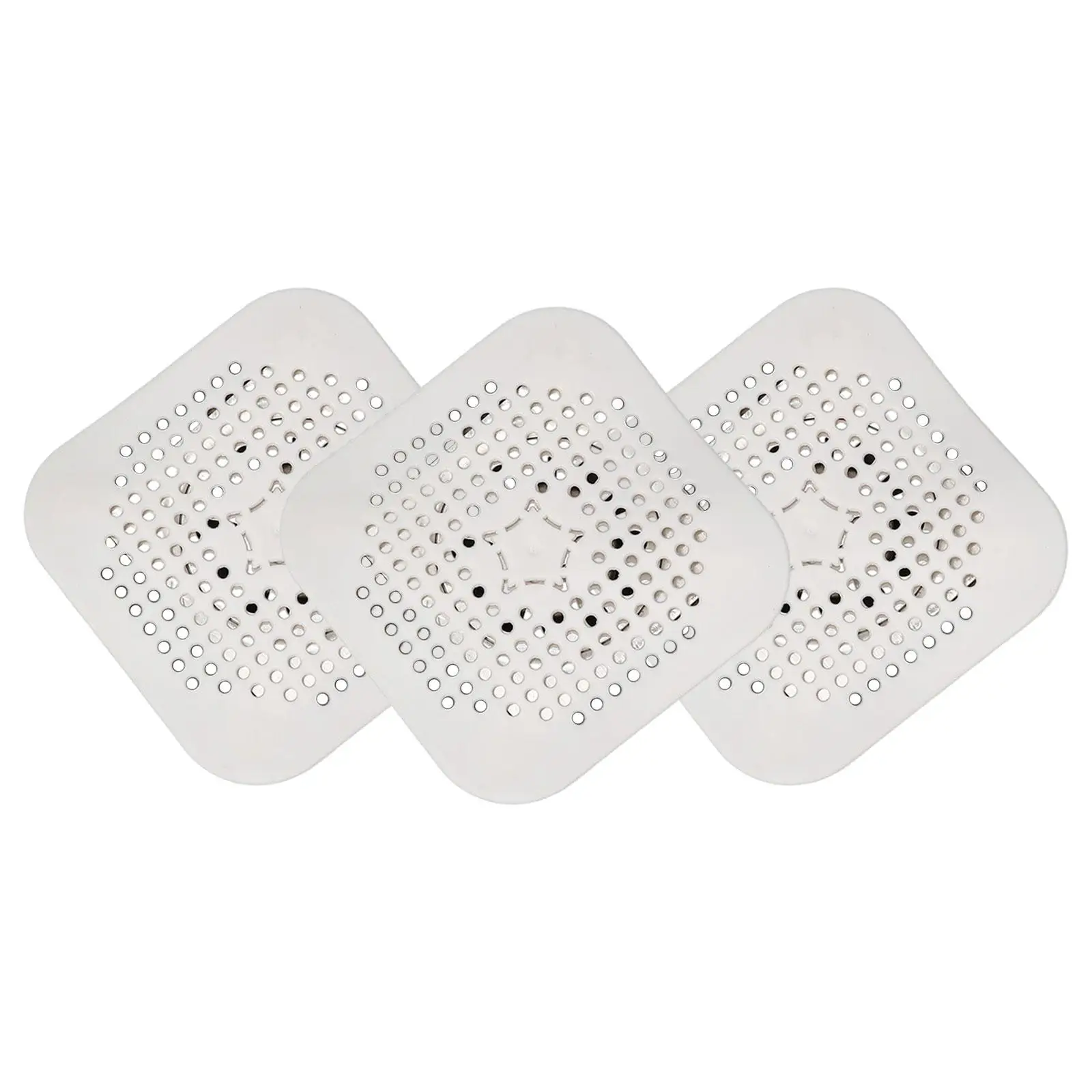 Coperchio di scarico in Silicone da 3 pezzi con ventosa filtro piatto flessibile raccoglitore per capelli per lavabi doccia filtro da cucina per bagno