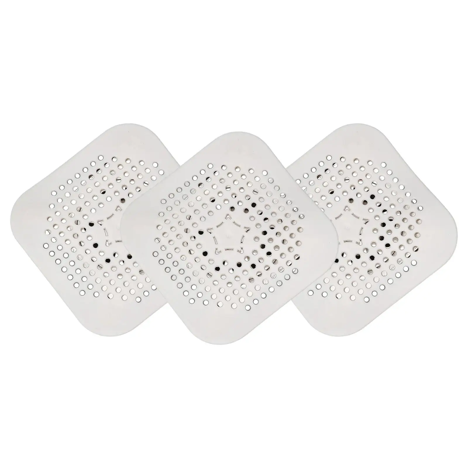 Couvercle de vidange en silicone avec ventouse, attrape-cheveux flexible, crépine plate, douche, lavabos, cuisine, filtre chaud, 3 pièces