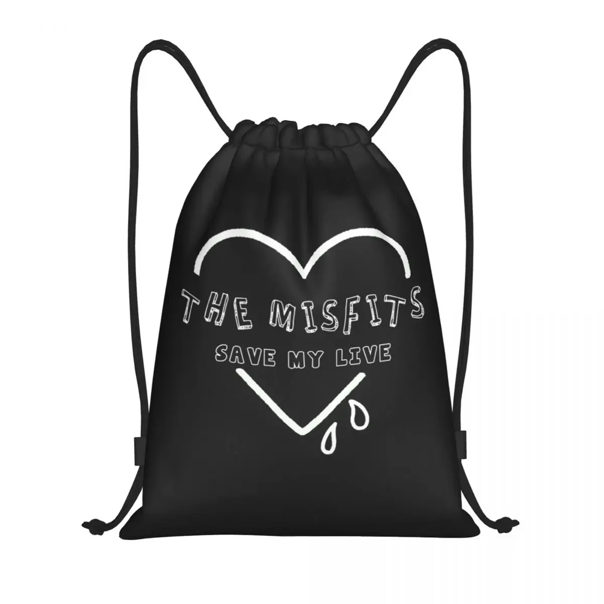 Custom Heavy  Rock Misfits Skull Drawstring Bag Men Women Lightweight Save My Soul Sports Gym Storage Backpack