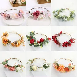 Wedding Garland Wreath Flower Hairband Hair Accessories Floral Headband Bridal Diadem Seaside Bohemian Wedding Dress Hair Decor