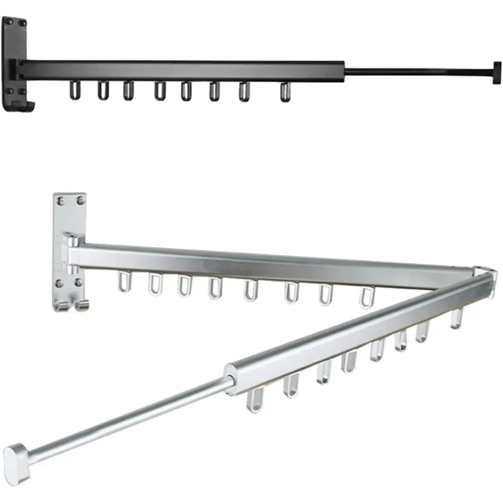 Adjustable Double/Single Rod Clothes Drying Rack - Retractable Wall-Mounted Hanger for Indoor & Outdoor Use (Silver)