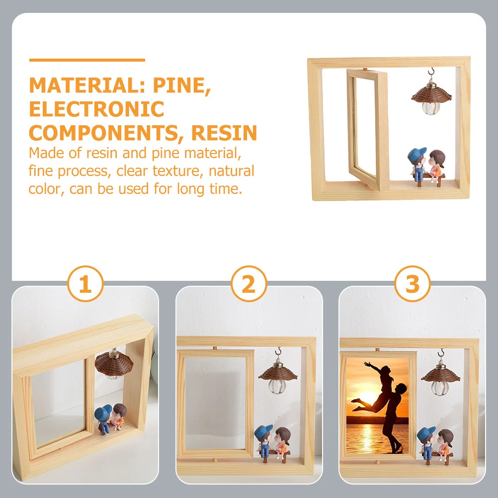 

Rotary Photo Frame Cartoon Couple Design Double-Sided Rotatable Desktop Photo Frame Creative Home Decoration Gift