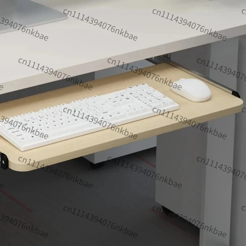 Ergonomic Solid Wood Keyboard Tray, Undermount Silent Slide Rail Thick Bracket Adjustable Wooden Desk Platform