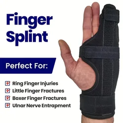 1PC Boxer Finger Splint - Supports Pinky, Ring, Middle Metacarpals And Knuckles - Right Or Left Adjustable Hand Brace