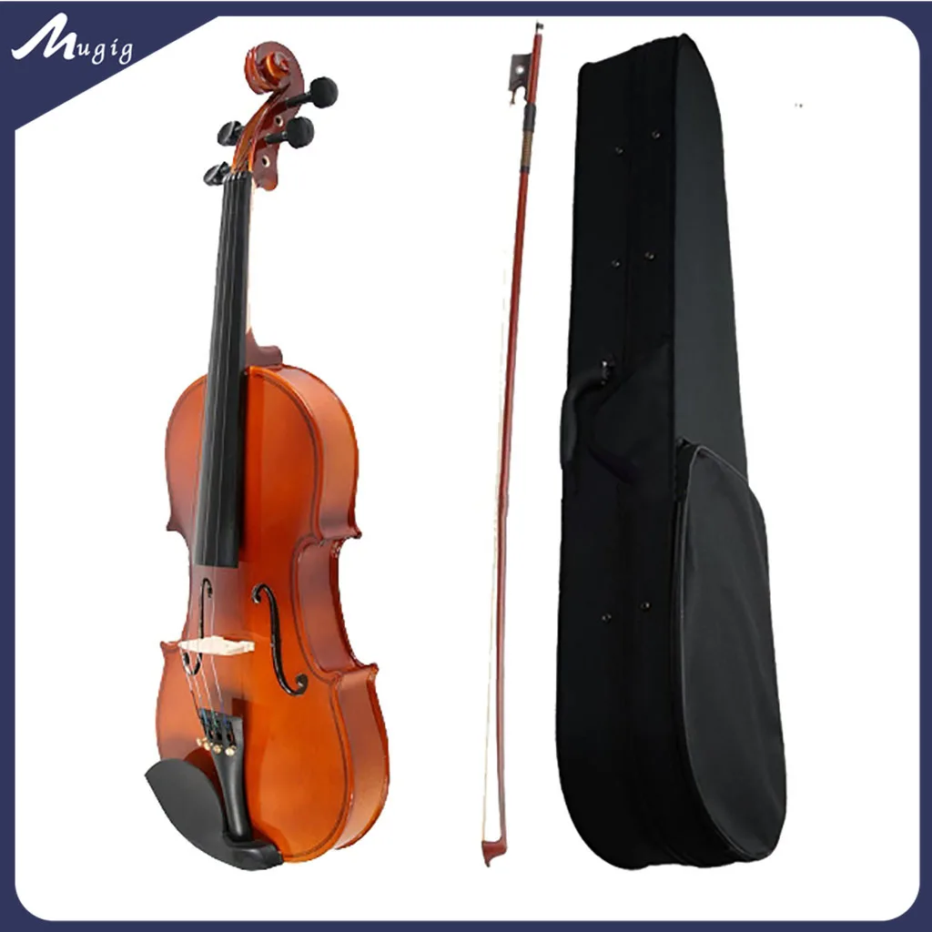 Mugig 1/8 Size Violin Student Kid Violinos Suitable For 4-5 Years Old Kids Acoustic Violin+Case+Bow Natural Color Violin KIT