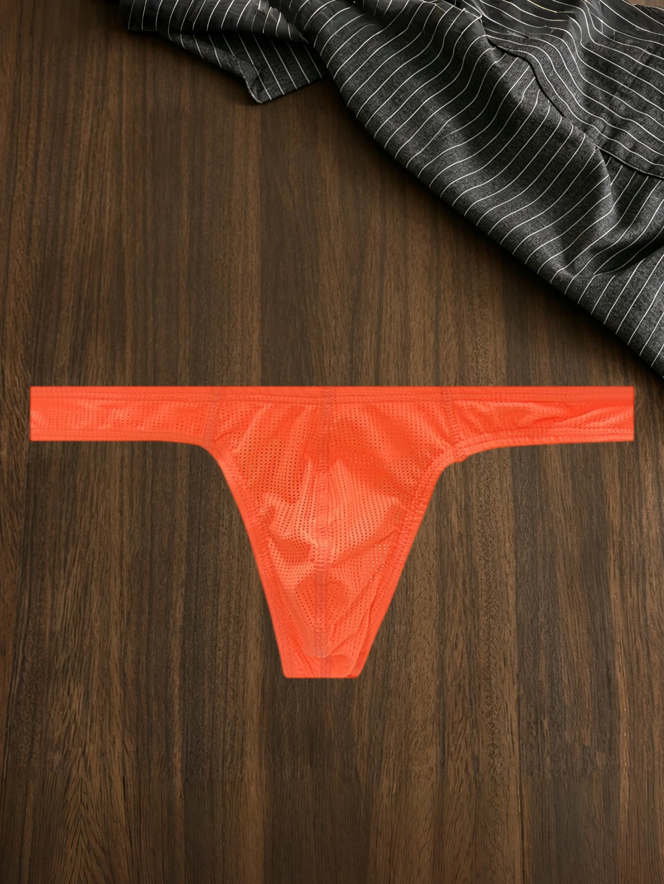 Men's Solid Color Low Waist Thong Underwear Breathable Mesh Comfortable Home Undergarment Simple Design Single Piece
