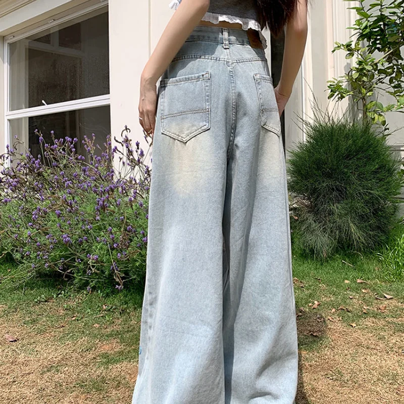 سانريو مرحبا كيتي أنيمي الجينز بنطلون للنساء صيف 2025 جديد الكورية موضة عالية الخصر مستقيم الرجعية عادية الدينيم السراويل