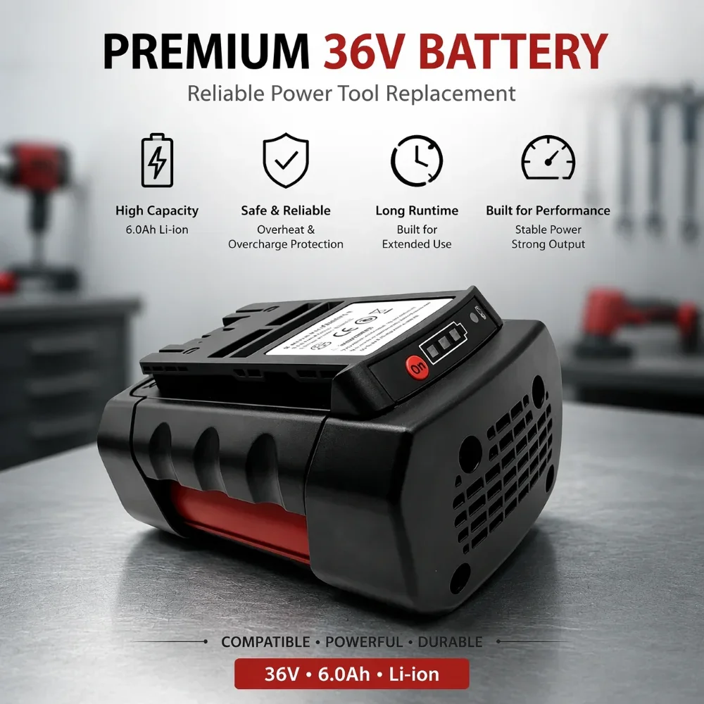 Stable Performance 36V Plug and Play Replacement Battery for Bosch BAT810 BAT836 BAT840 GBH36V Li Drill Driver Rotary Hammer