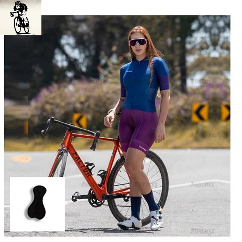 Women's Triathlon Short-sleeved Cycling Clothing Suit Sweat Shirt Clothing Ciclismo Racing Cycling Clothing Triathlon  Jumpsuit