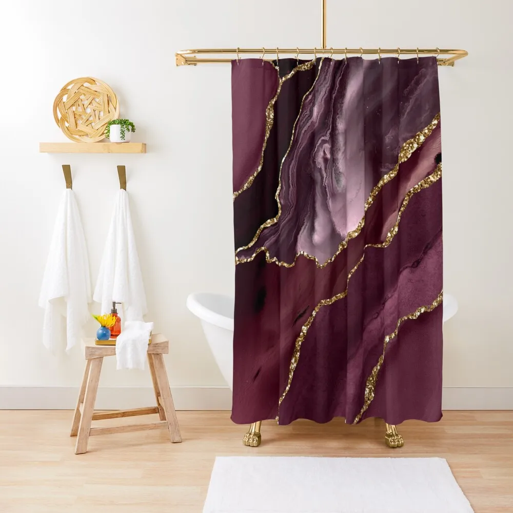 

Burgundy Maroon Geode Agate Shower Curtain Shower Bathroom For Bathroom Shower Set For Bathroom Curtain