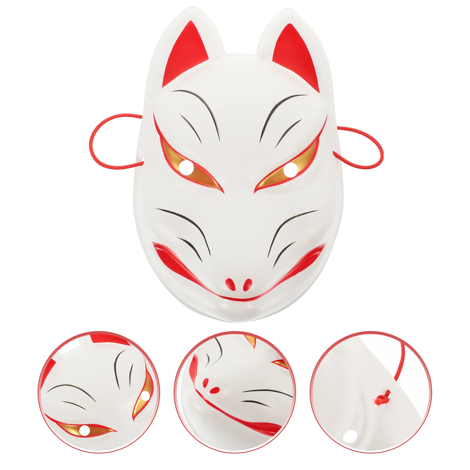 Half Face Fox Mask para Cosplay, Performance de Festa, Palco e Festival Dress Up Decoration, Máscaras Brancas