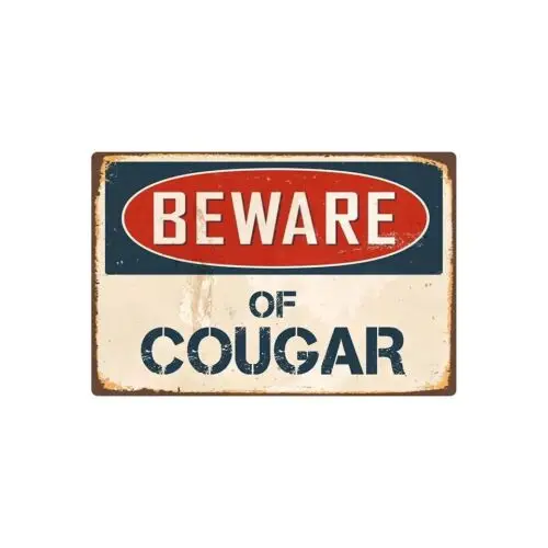 Beware Of Cougar Metal Tin Warning Vintage Retro Sign Caution Wall Yard Decor