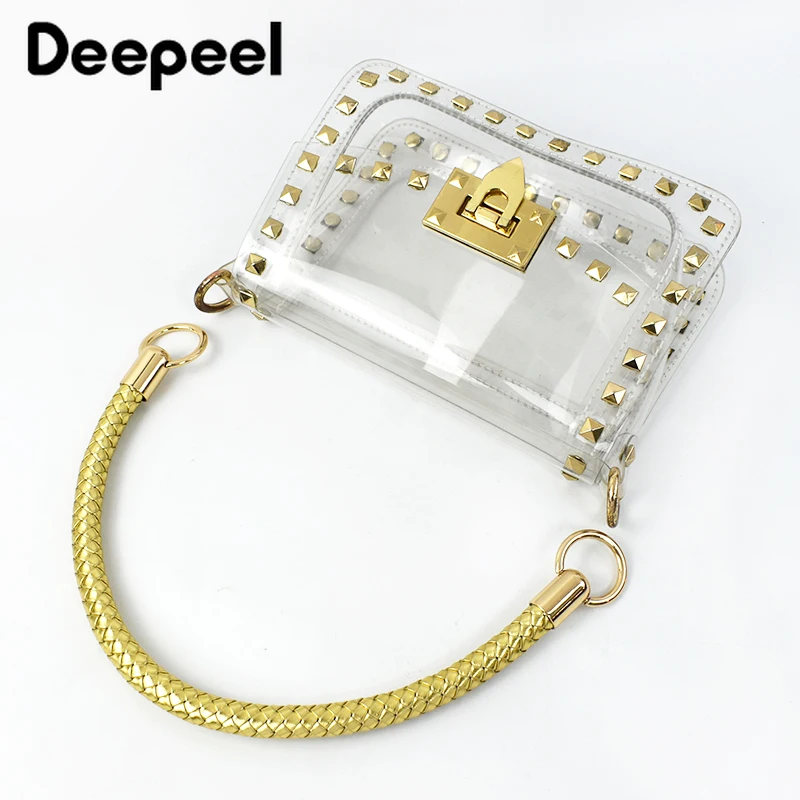 2Pcs Deepeel 25/50cm Handbag Strap Leather PU Woven Bags Handle Women's Shoulder Bag Purse Straps DIY Replace Accessories