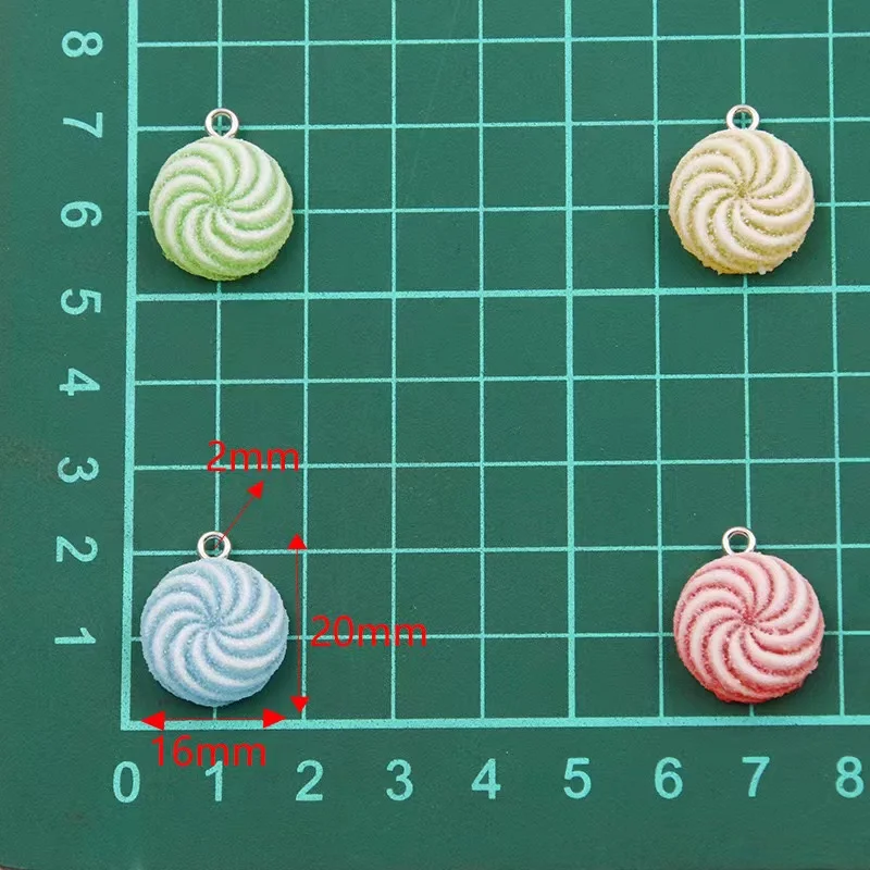 10pcs 16*20mm Simulated Colorful Circle Frosted Candy Resin Charms Accessories Pendants Handmade  Jewelry DIY Earring Necklace