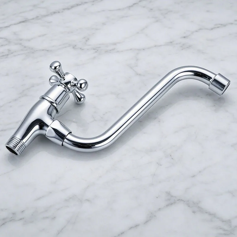 

Хромированный настенный кран из нержавеющей стали для холодной воды - поворотный, для уличных хозяйственных и кухонных раковин