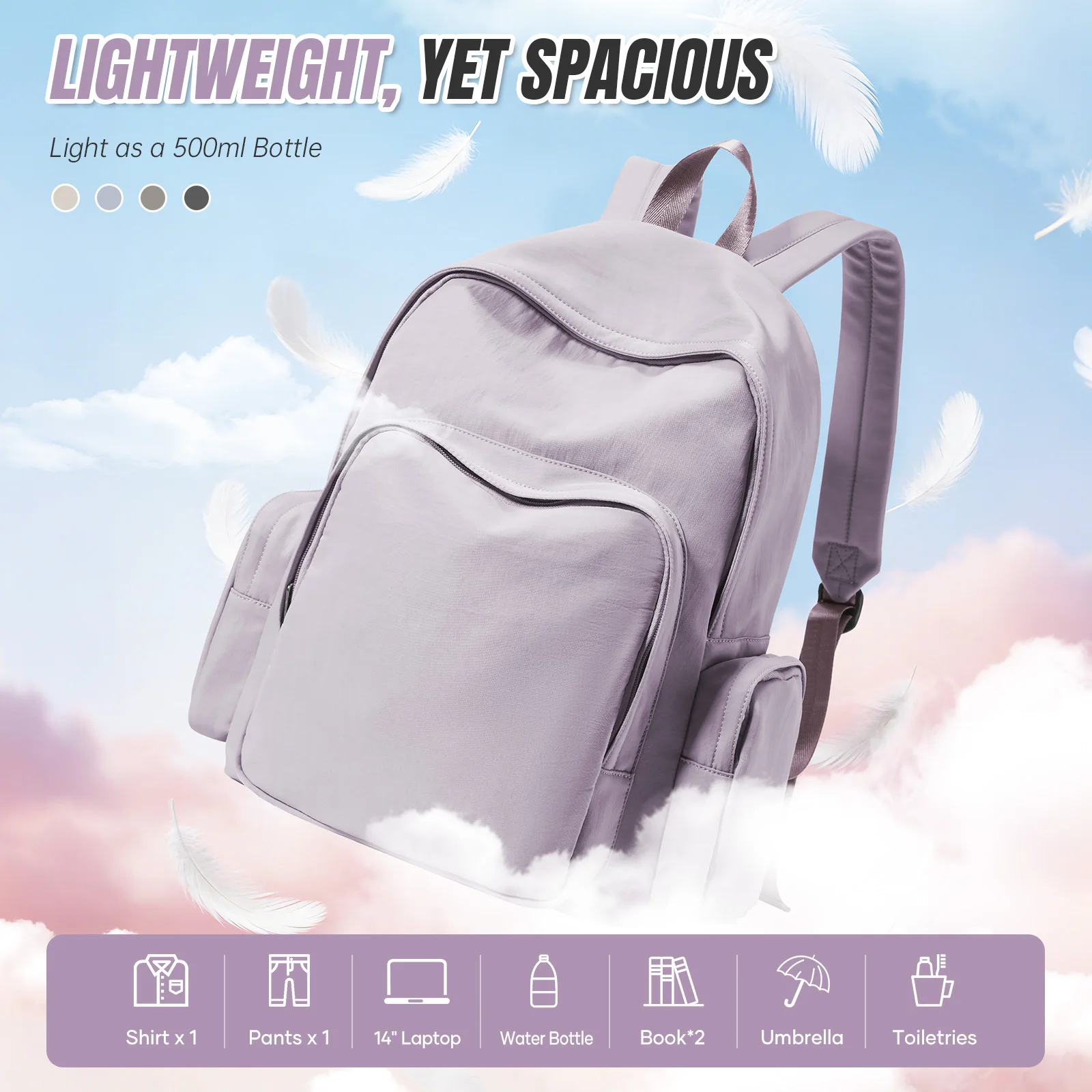 Backpack for Women Lightweight Nylon Girls School Backpacks Simple Backpack Durable Stylish Perfect for Students Back to School - view 6