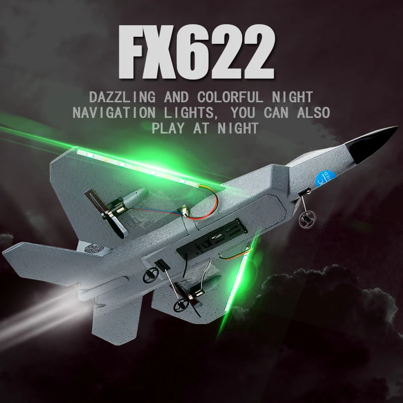 RC Plane FX622 Fixed Wing F22 Fighter Jet Remote Control Electric Aircraft Model Night Lights Plane Toy