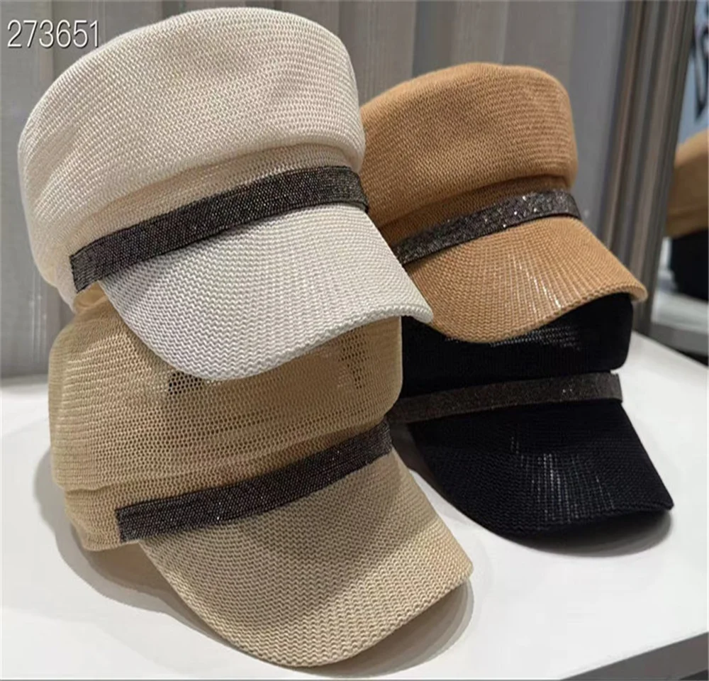 

Женская кепка-берет с бисерной цепочкой для весны/лета, солнцезащитная, с козырьком, для отпуска