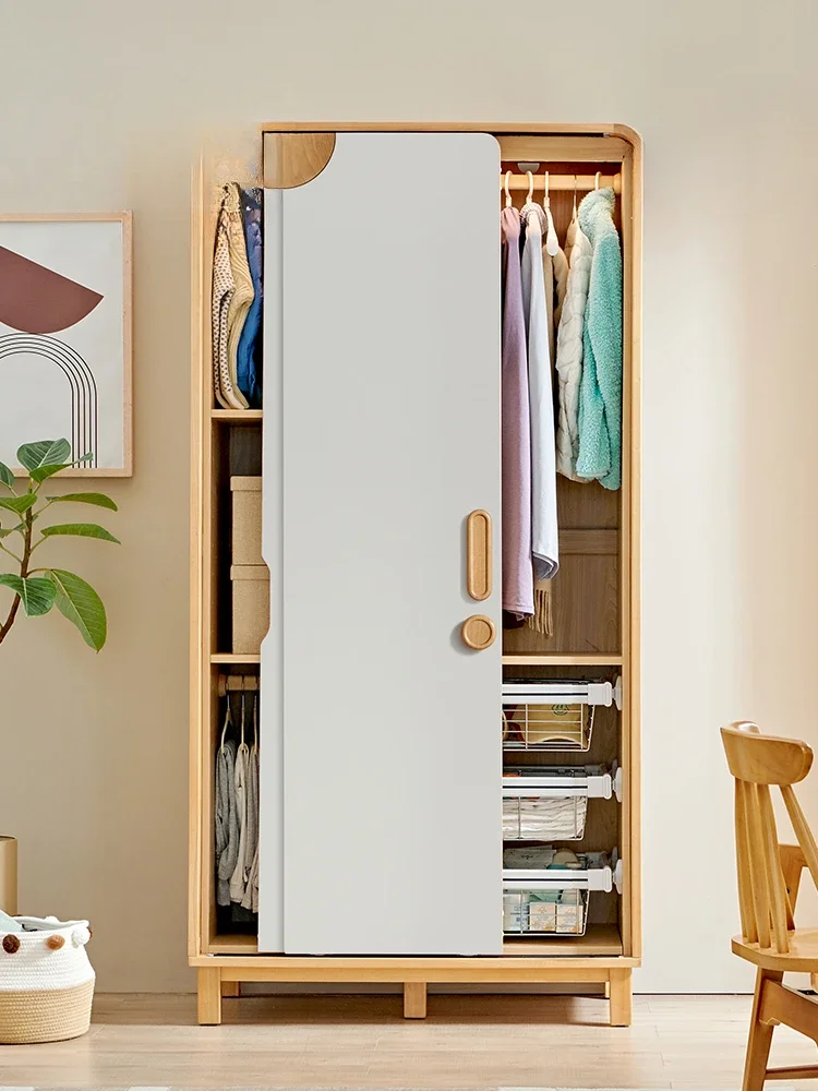 Wardrobe Log Style Boys and Girls Growth Small Apartment Sliding Door Wardrobe